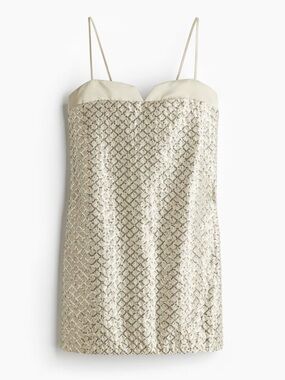 H&M Ivory Sequin Mini Dress